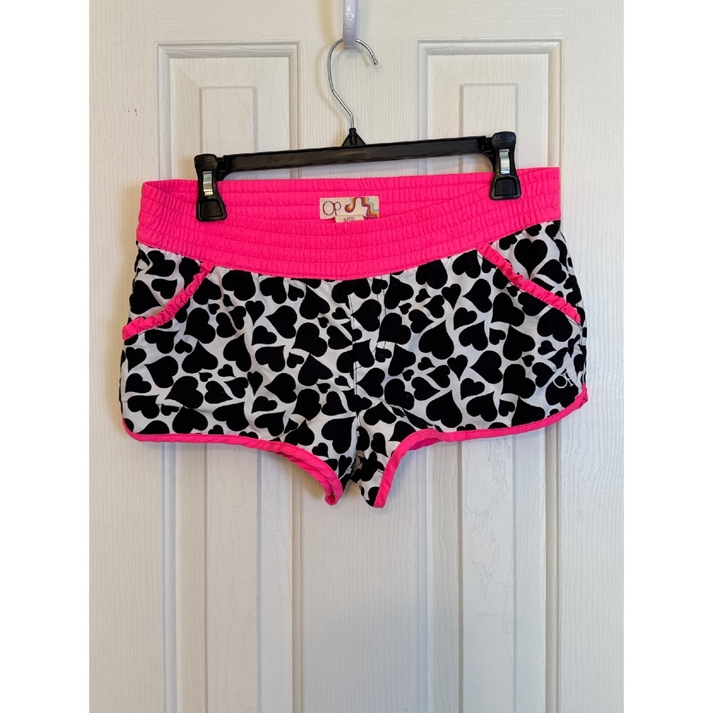 OP Heart Print Swimsuit Bottoms - Hot Pink‎ Trim - S/CH (3-5)